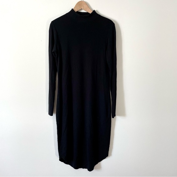 Kit and Ace Brushed Mock Neck Long Sleeve Midi Dress Black - Picture 4 of 9